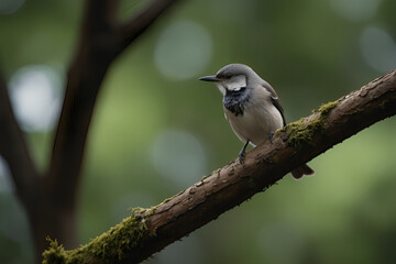 Obraz premium hued delightful bird sitting on the tree in the wilderness, shaded wild bird, hued wild bird sitting on the part of tree in wilderness