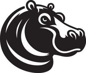 Hippopotamus head face vector illustration.