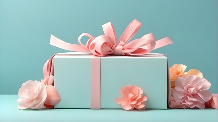 Minimal Celebrate Gift box banner mockup for product presentation using a summery pastel theme