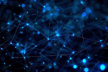 Obraz premium Dynamic network visualization with deep blue nodes and connections