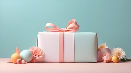 Minimal Celebrate Gift box banner mockup for product presentation using a summery pastel theme