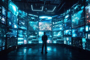 Hightech digital hub showcasing centralized data management