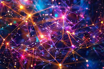 Fototapeta premium Intricate network of digital connections and data flow highlighted by bright and vivid lines and dots