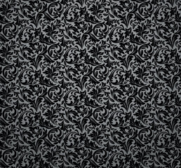 Obraz premium Flower pattern. Seamless gray and black ornament. Graphic vector background. Ornament for fabric, wallpaper, packaging