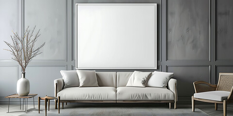 modern living with a white frame mockup accentuating the clean lines of your home interior.