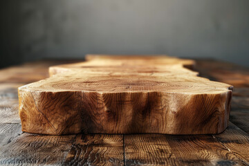 A rustic wooden table top with a blurred background for product display, captured in a closeup shot. Created with Ai