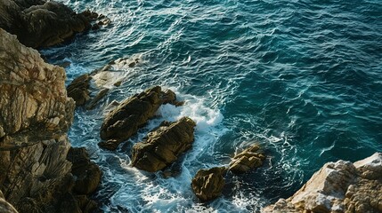 Calm Waters, Rugged Shores: Mediterranean Coast on a Sunny Day