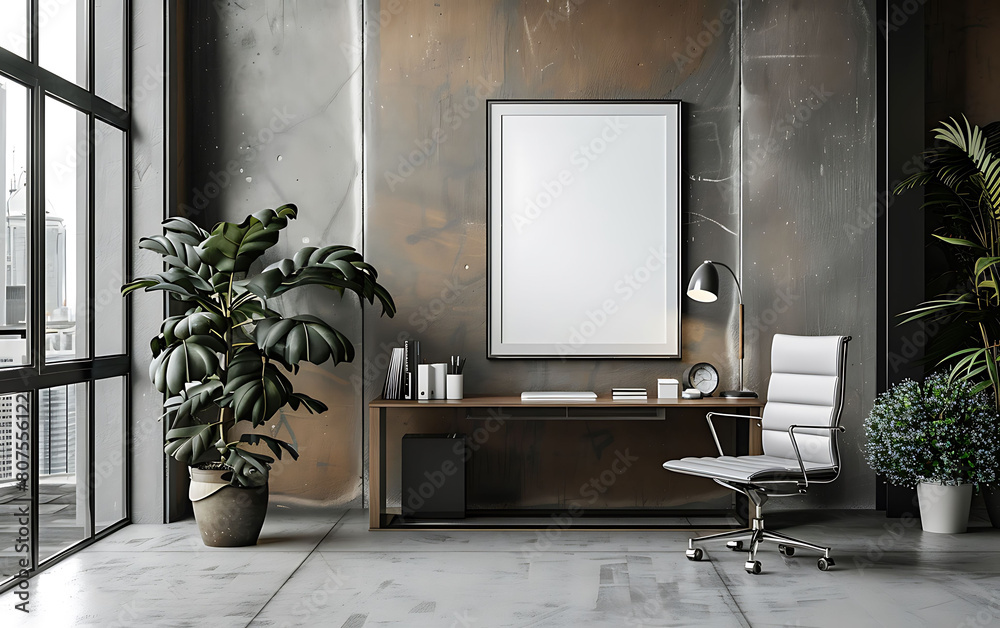 Aufkleber office aesthetic with a white frame mockup, adding a touch of sophistication to the modern workspace