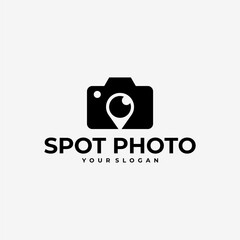SPOT PHOTO CAMERA LOCATION PIN LOGO VECTOR ICON ILLUSTRATION