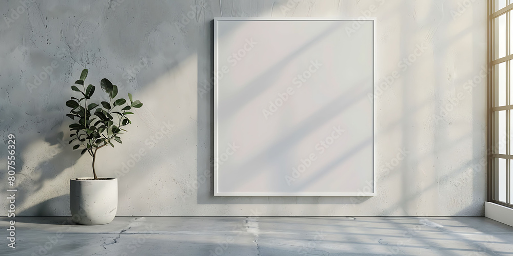 Poster tranquil haven in your home with a white frame mockup against a minimalist backdrop, radiating calmn