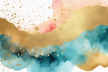 Misty Morning Reflections, watercolor, splash, design, ink, illustration, grunge, water