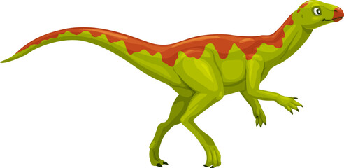 Cartoon Hypsilophodon dinosaur character. Isolated vector small, herbivorous dino from the early cretaceous period. Ancient prehistoric reptile walked on two legs, extinct ancient creature