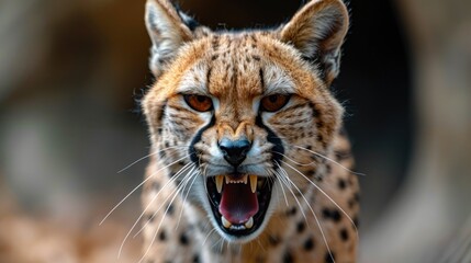 Obraz premium Close-Up of Cheetah With Mouth Open