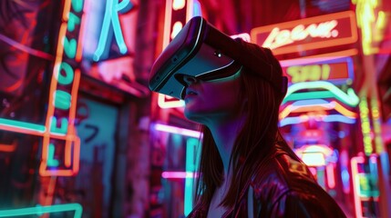 a virtual reality enthusiast exploring a digital universe filled with interactive simulations and futuristic landscapes