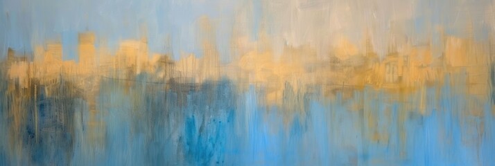Abstract Cityscape in Blue and Yellow