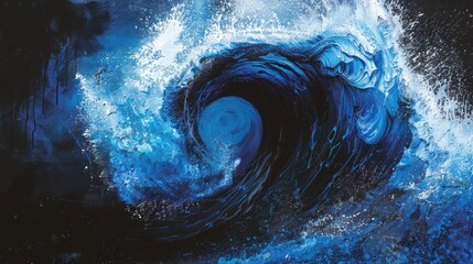 Blue Wave Crashing in Ocean