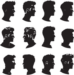 People Hair style Icon set on white background