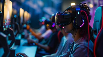 Fototapeta na wymiar a virtual reality (VR) gaming tournament in progress