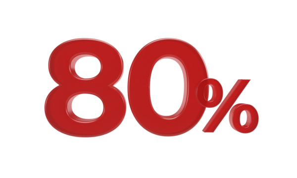 80 percent. 3D rendering.
