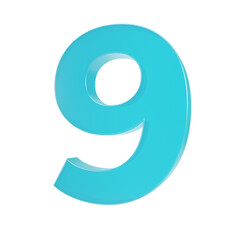 Number 9,  3D with transparent background