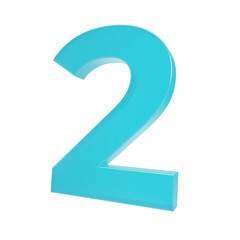 Number 2,  3D with transparent background