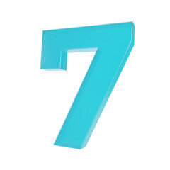 Number 7,  3D with transparent background