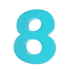 Number 8,  3D with transparent background