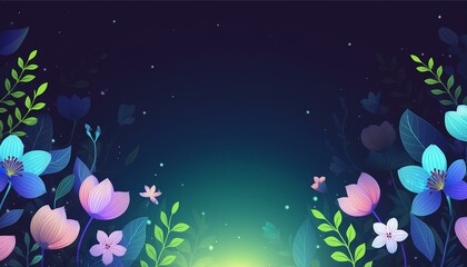 Abstract floral background. Dark theme. Copy space.
