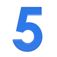 Number 5,  3D with transparent background