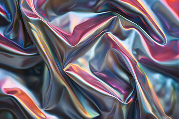 Fototapeta premium A piece of fabric with a rainbow pattern. The colors are bright and vibrant, creating a sense of energy and excitement. The fabric is draped over a surface, giving it a sense of movement and flow