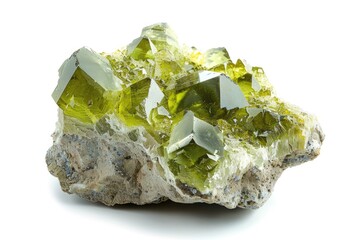 Detailed Olivine Mineral from America. Isolated Igneous Rock with Green Chrysolite Peridot Olivine