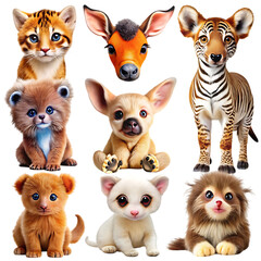 Fototapeta premium Big set of cute fluffy animal dolls for children