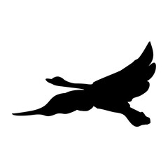 black silhouette of a swan or duck