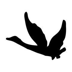 black silhouette of a swan or duck