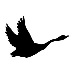 black silhouette of a swan or duck
