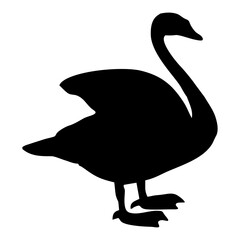 black silhouette of a swan or duck
