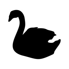 black silhouette of a swan or duck