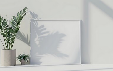 modern style with a white frame mockup against a bright, minimalist background