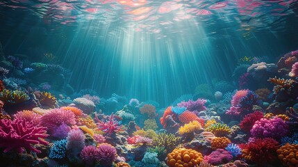 Underwater Diver Explores Vibrant Coral Reef in the Red Sea