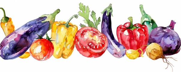 Vibrant Watercolor Vegetables Illustration