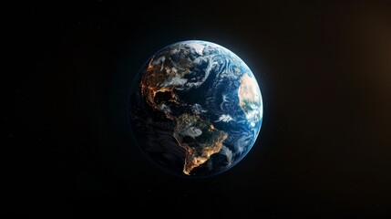A striking image of the Earth as viewed from space, with half in darkness and half illuminated by the sun, highlighting the contrast between the thriving natural world and areas impacted