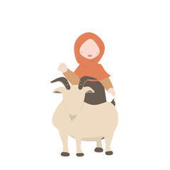 Muslim girl holding animal Sacrifice