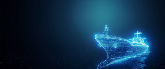 cargo ship in the sea, AI technology in the future bunkering, freight and supply chain business