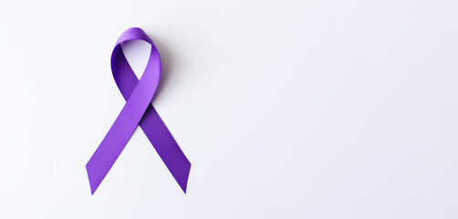  purple  ribbon on white table ,Cancer awareness. - Powered by Adobe