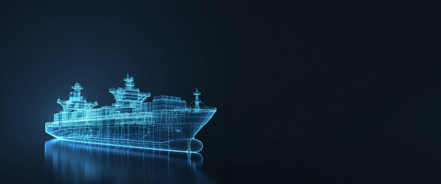cargo ship in the sea, AI technology in the future bunkering, freight and supply chain business