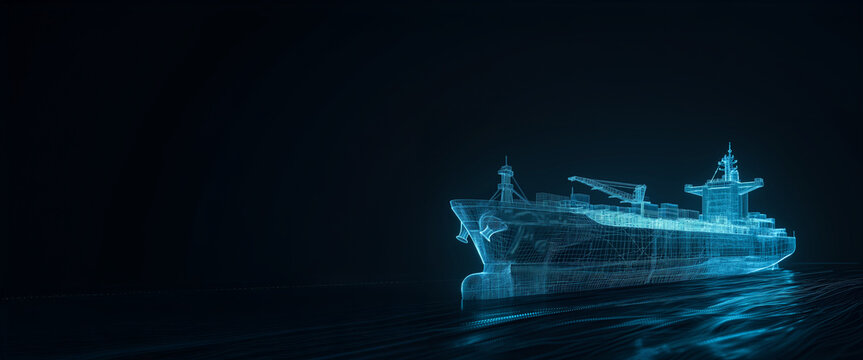 cargo ship in the sea, AI technology in the future bunkering, freight and supply chain business