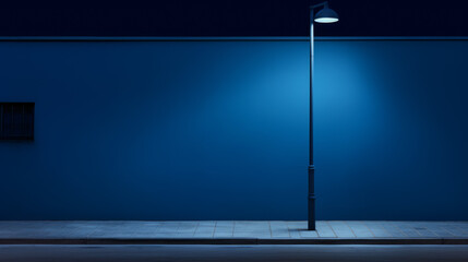 A street lamp is lit up in the dark