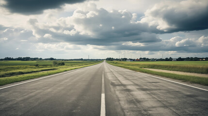 Straight road to horizon trough landscape