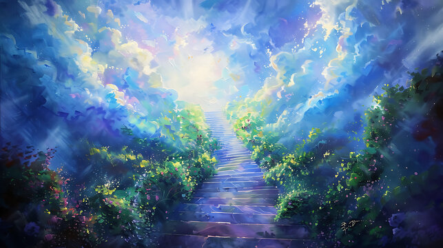 Stairway to heaven. Strais to sky. Christian concept 