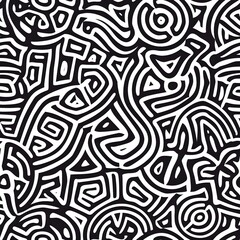Fototapeta premium Black and white Zen pattern. Seamless pattern.